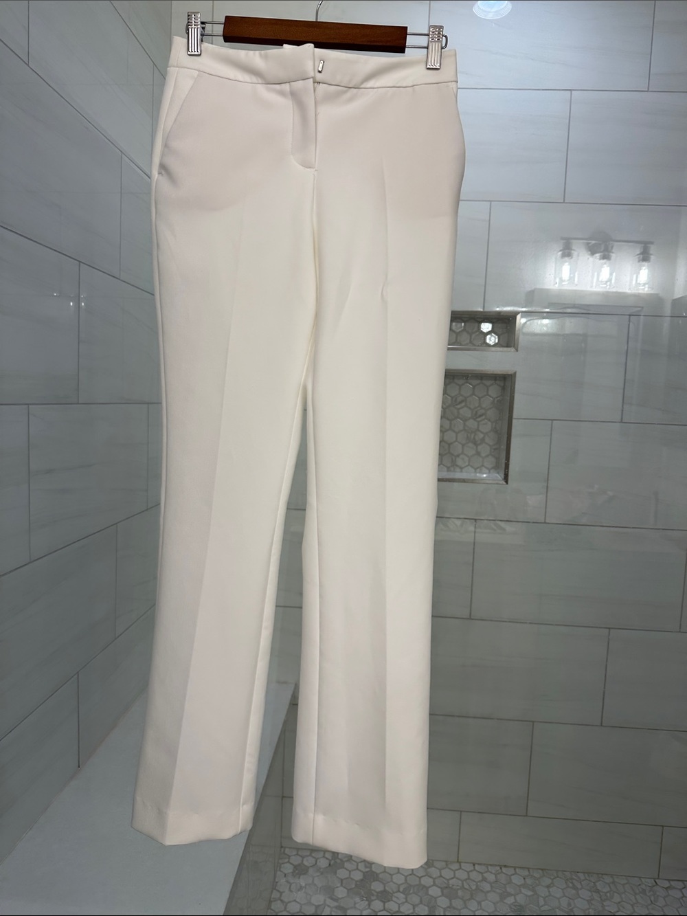 Zara Off-White Straight-Leg Trousers